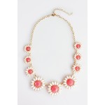 White Daisy Floral Bauble Pink Corolla Necklace